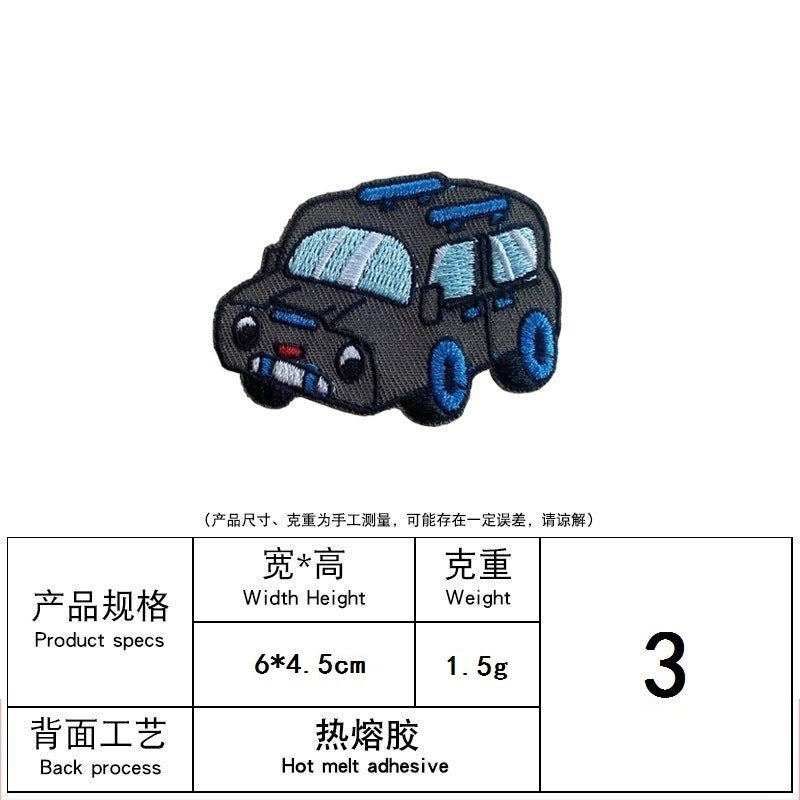 Wholesale Embroidered Cartoon Car Clothes Ironing Embroidered Cloth Stickers FS