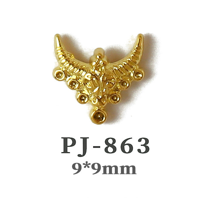 Wholesale  Metal Nail Art Charms Antelope Head Wings Leopard Head Manicure Decorative Accent