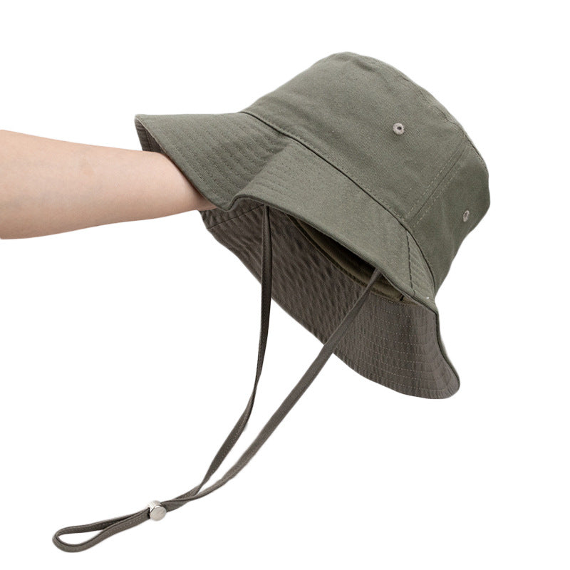 Wholesale Contrast Color Windproof Rope Solid Color Bucket Hat