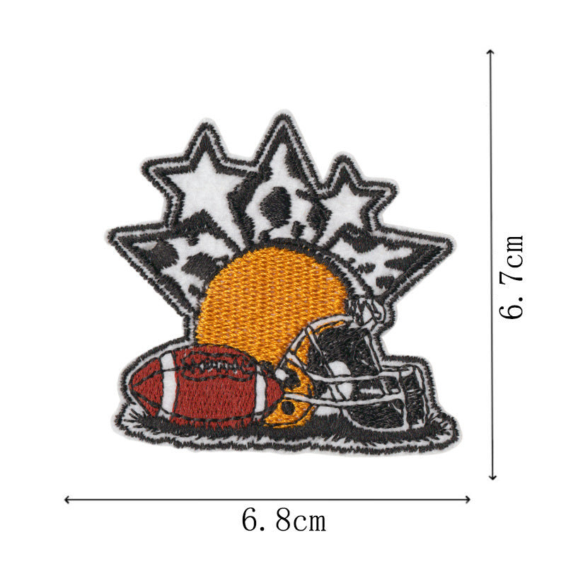 Wholesale Leopard Print Cartoon Football Embroidered Patches 9 Pcs Decorative Towel Sewing Accessory