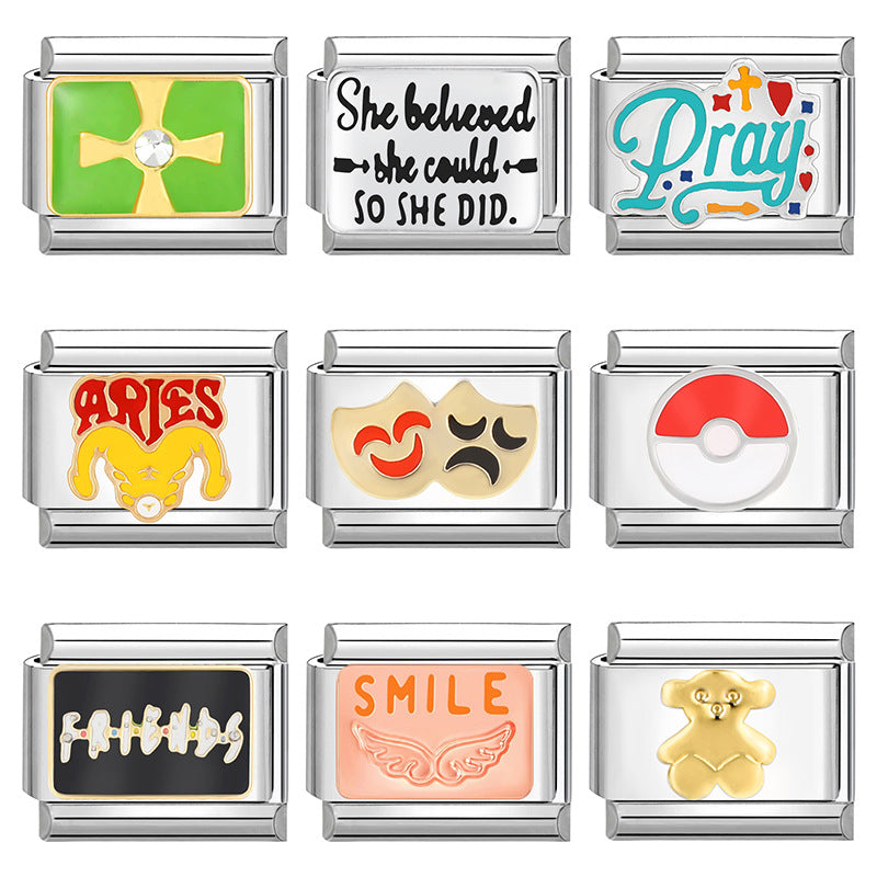 Wholesale Italian Charm Bracelet 9mm DIY Disassembly Stainless Steel Retro Brace Bracelet