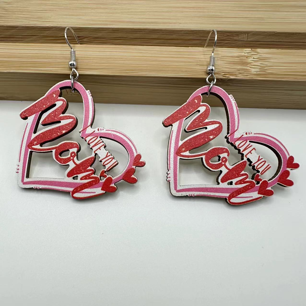 Wholesale Mother' s Day printing sunflower earrings