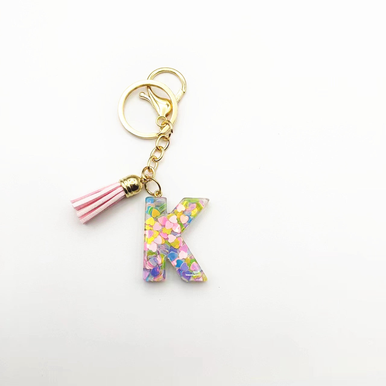 Llavero de letra acrílica de resina de barril de Tassel