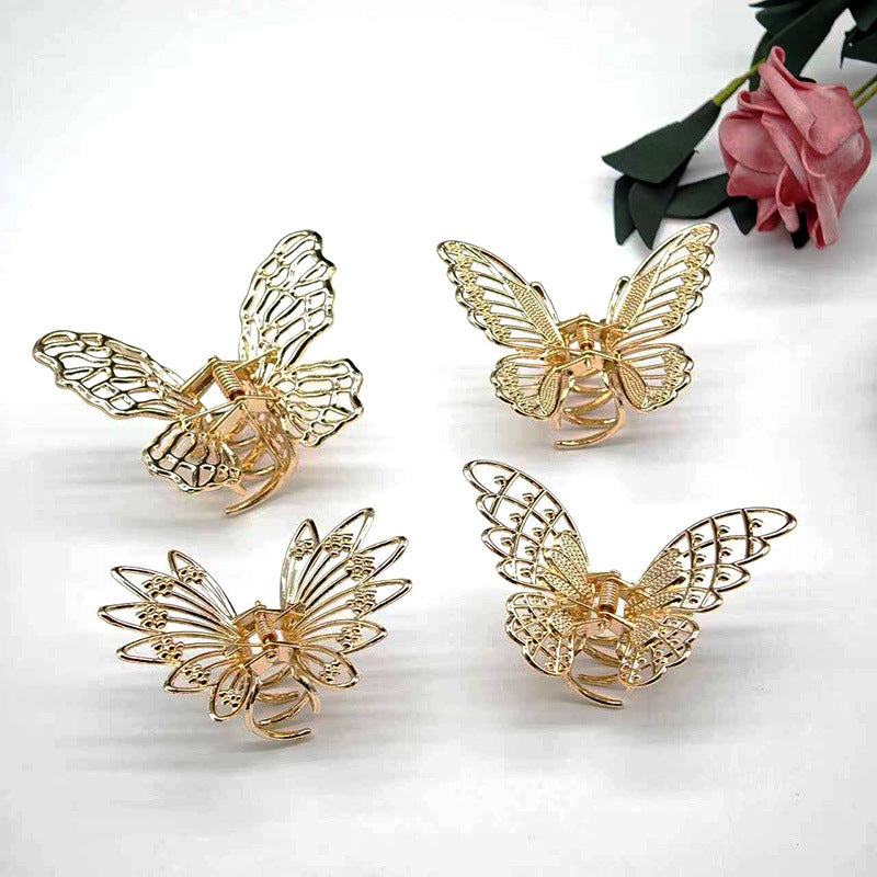 Wholesale Sweet Butterfly Clip Korean Korean-style Head Half-tied Hairpin Valentine's Day Cross-border Hollow Shark Clip Bangs Clip