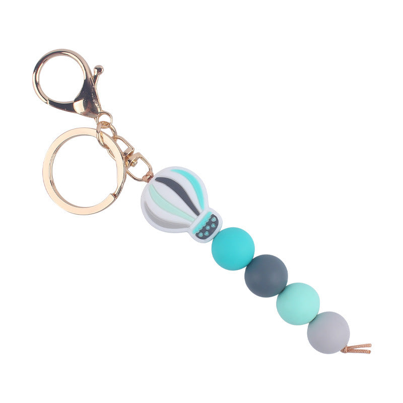 Wholesale Cartoon Hot Air Balloon Silicone Handmade Beaded Keychain