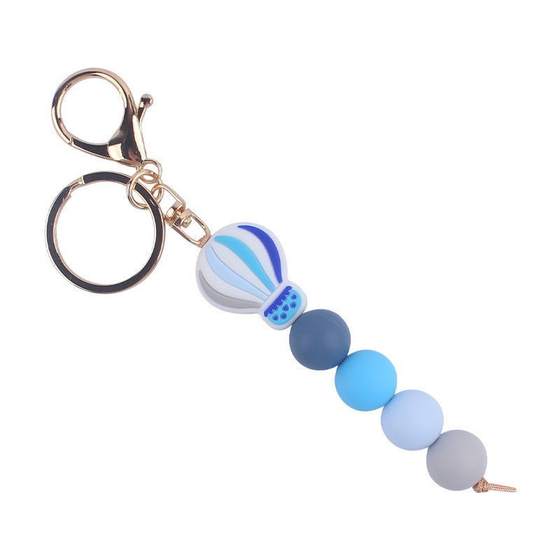 Wholesale Cartoon Hot Air Balloon Silicone Handmade Beaded Keychain