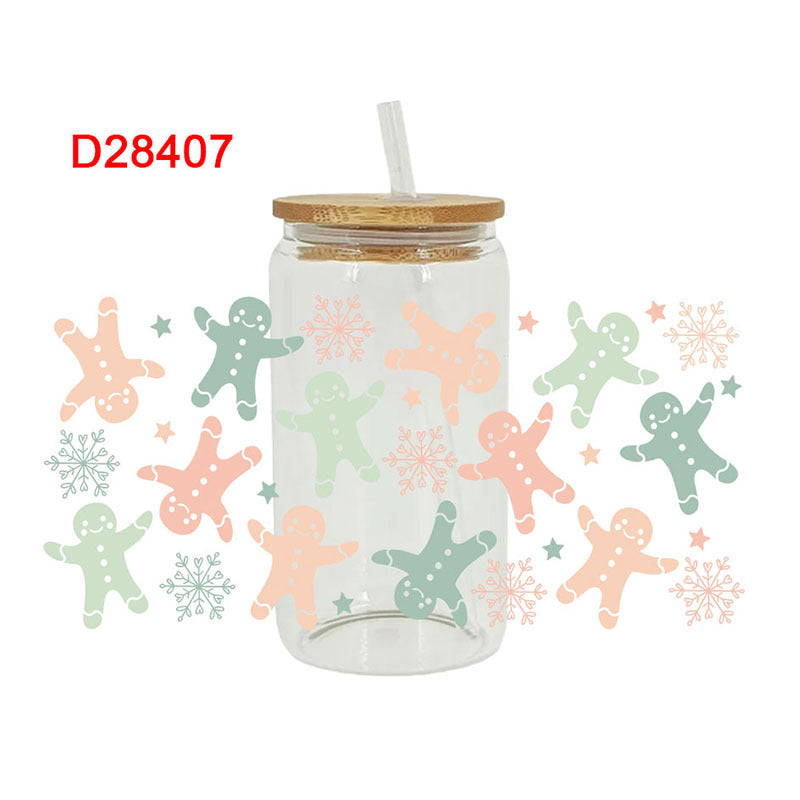 Wholesale Colorful Christmas Tree   16oz Cup UV DTF Wraps