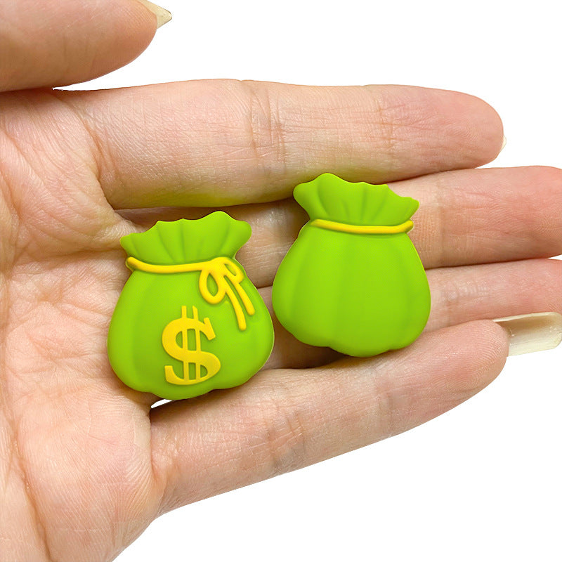 Wholesale 10pcs Simulation money bag 3D silicone beads