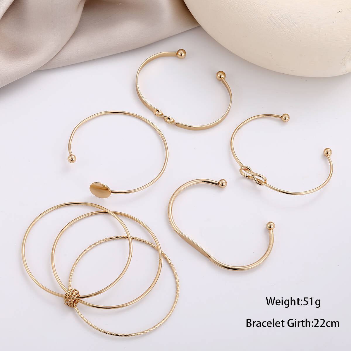Wholesale Creative geometric smooth open knot bracelet 5-piece set