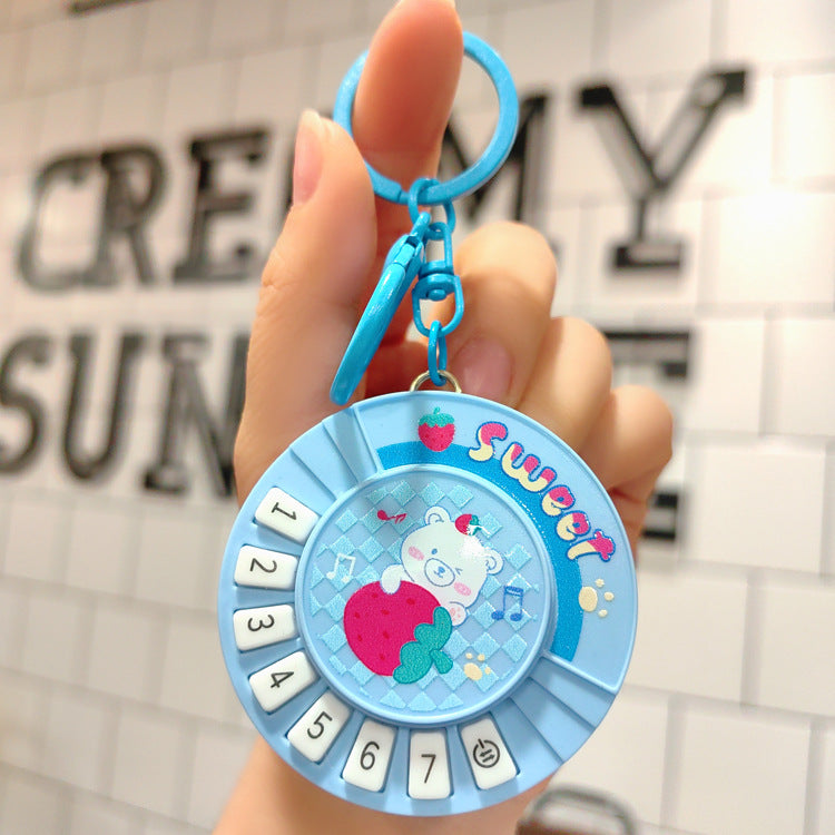 Wholesale Creative Girl Round Piano Plastic Keychains