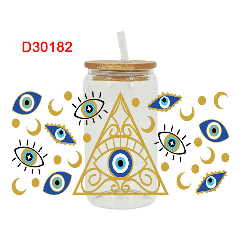 Wholesale Blue Devil's Eye Series 16oz Cup UV DTF Wraps