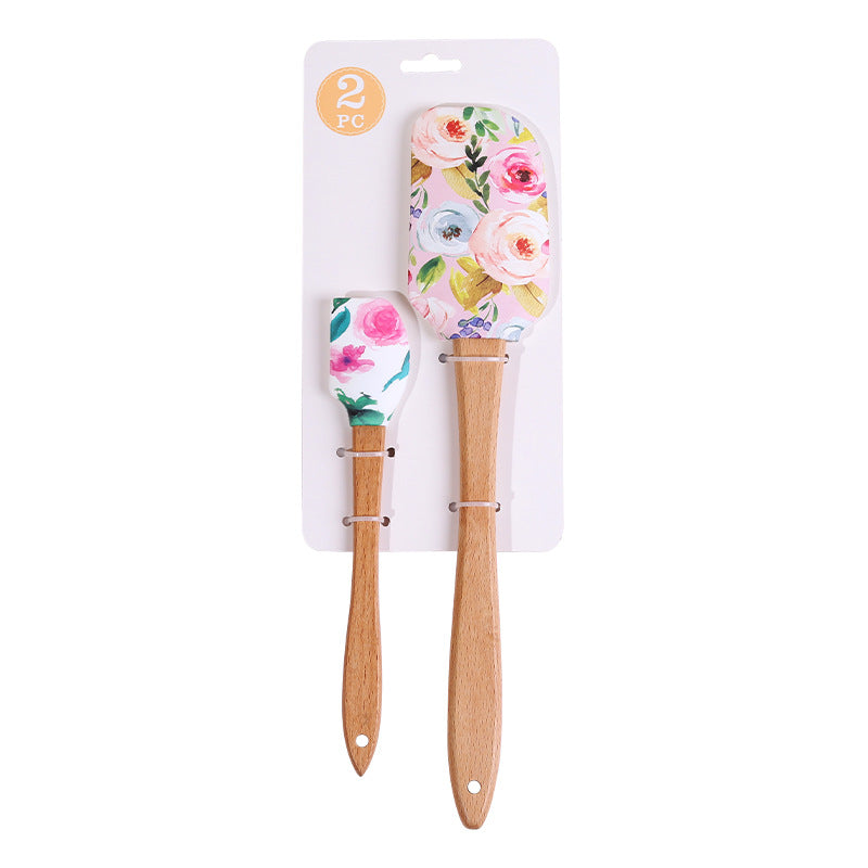 Wholesale Large and Small Set Cake Cream Spatula Wooden Handle Spatula