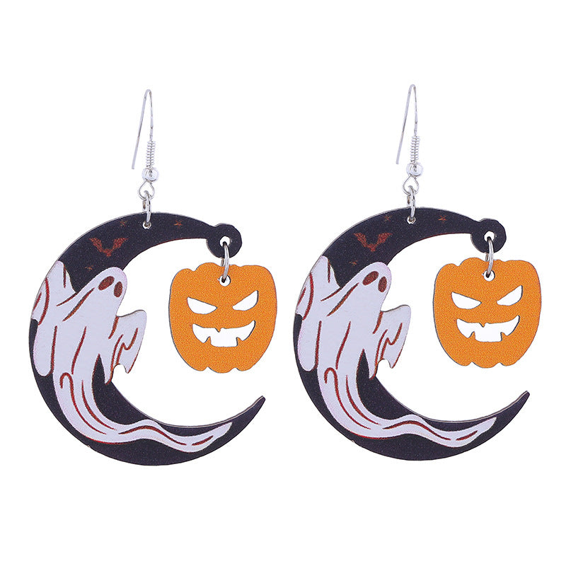 Wholesale  Wooden Earrings Ghost Pumpkin Castle Fun
