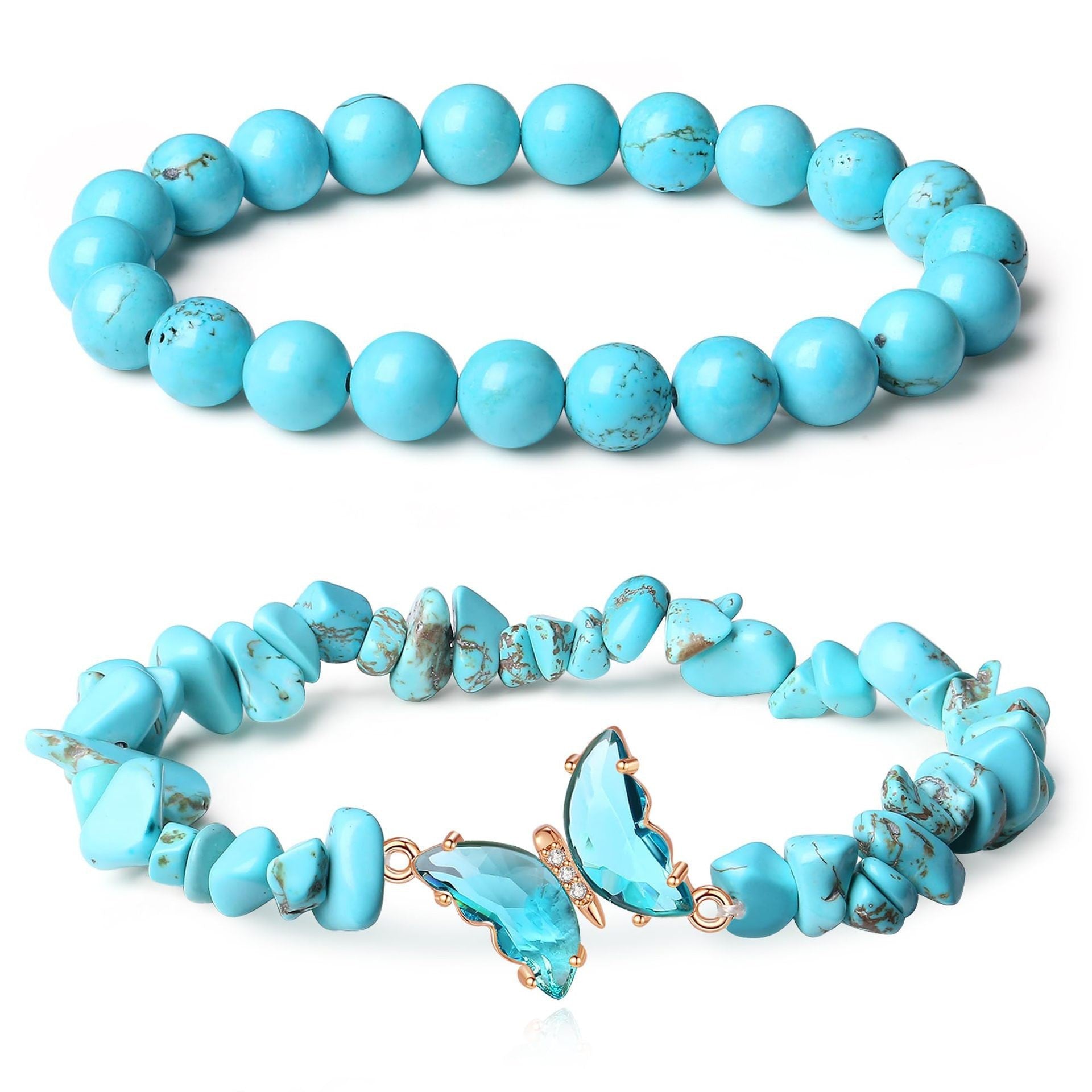 Wholesale  Natural Stone Amethyst Butterfly Pendant Layered Bracelet Set