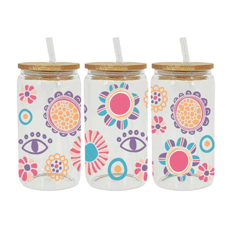 Wholesale Flower Butterfly Cactus 16oz Cup UV DTF Wraps