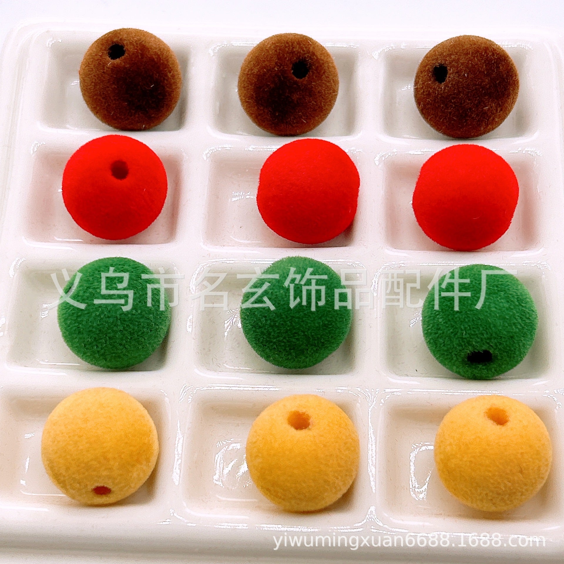 Wholesale Random 200pcs/pack   Christmas-colored flocked beads  Acrylic Beads