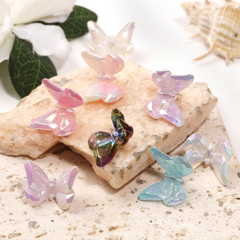 Wholesale 200pcs Translucent sequin butterfly beads UV plated wings hanging hole beads diy mobile phone chain keychain accessories pendant