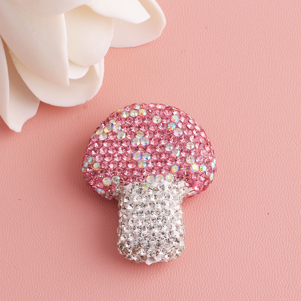 Wholesale 5pcs Starry Sky Colorful Mushroom Full Diamond Clay Drill Ball Straight Hole DIY Beads