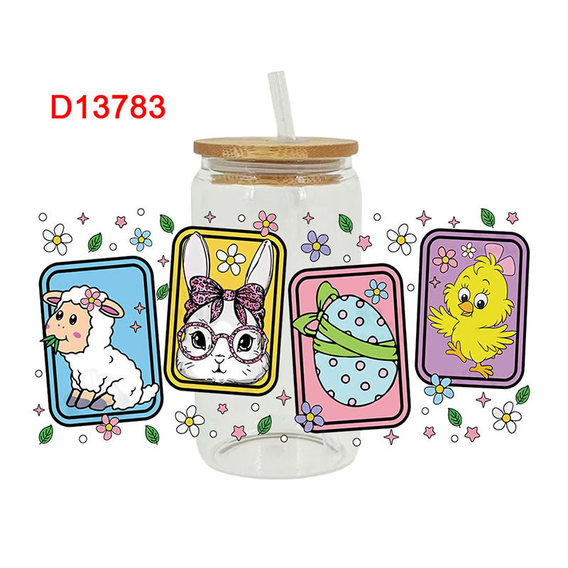 Wholesale Colorful Rabbit Easter 16oz Cup UV DTF Wraps