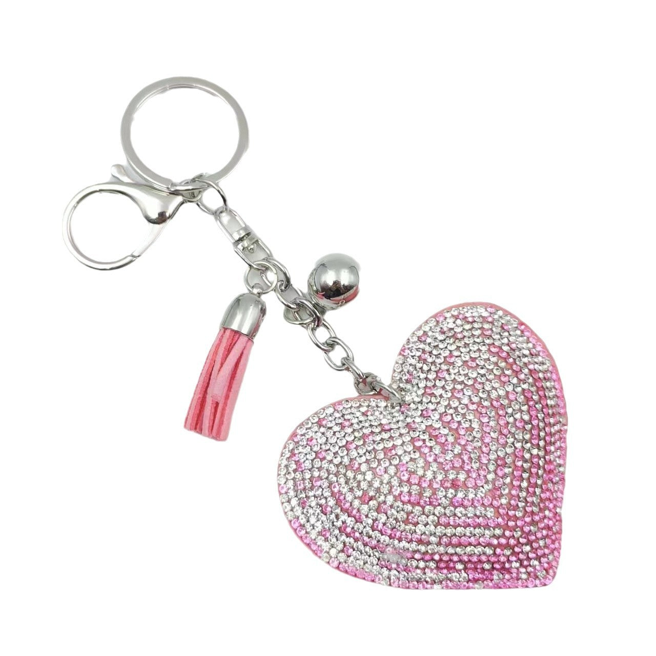 Wholesale Peach Heart Leather Fashion Flannelette Rhinestone Tassel Keychain