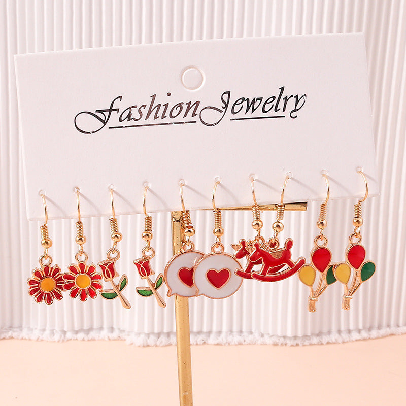 Wholesale Europe and the United States cross-border jewelry elegant fashion flower rose small daisy earrings love unicorn bee earrings