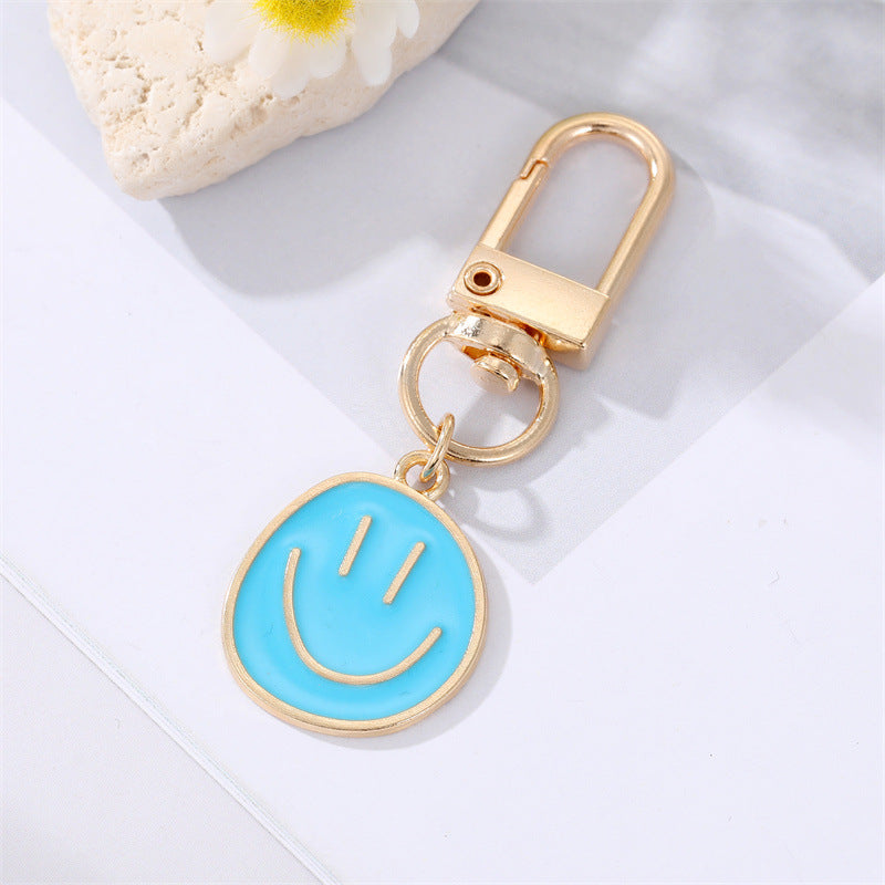 Wholesale Colorful Oil Drip Smile Alloy Keychains