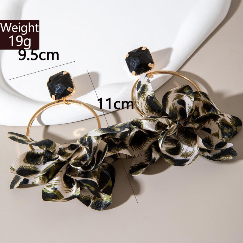 Wholesale Colorful leopard print fabric earrings