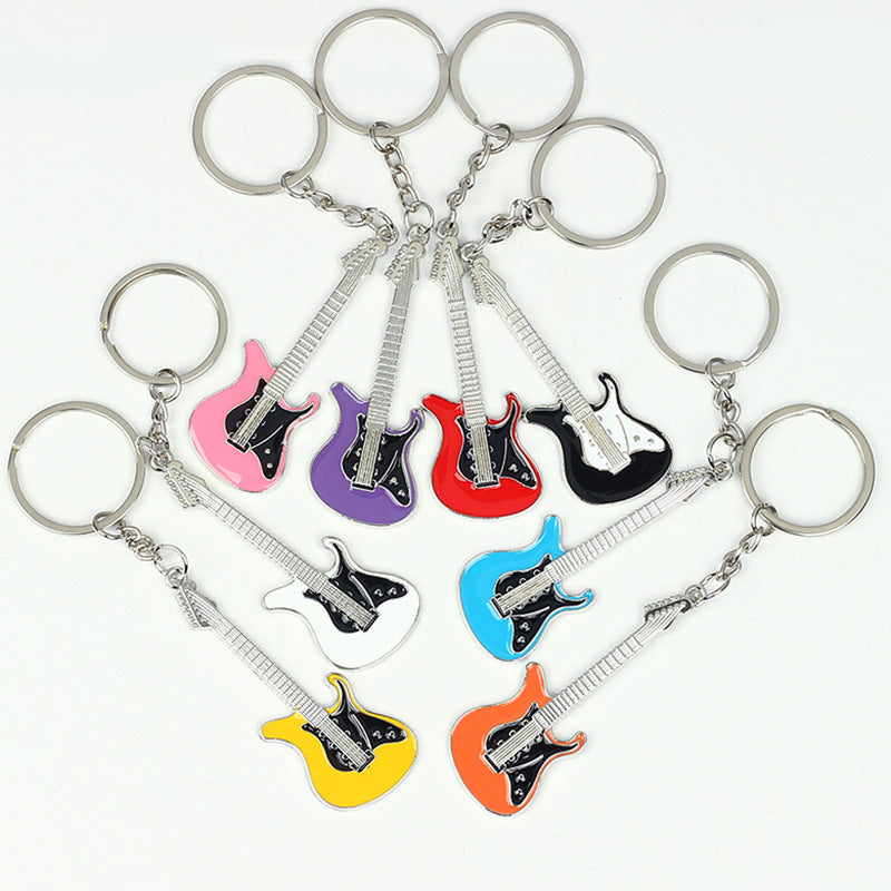 Wholesale Music Festival Metal Instrument Colorful Guitar Keychain