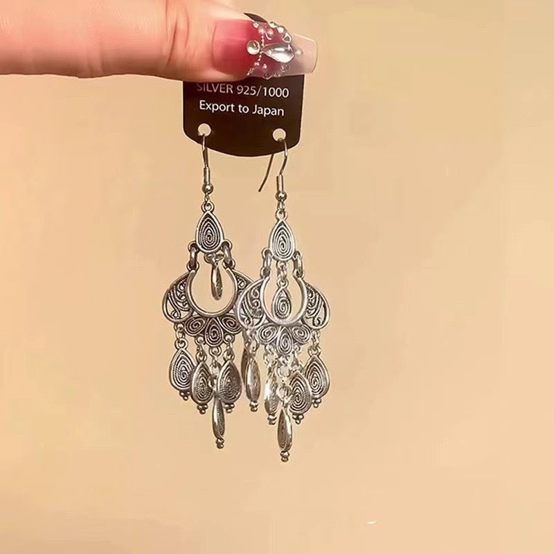 Wholesale New Chinese style beaded tassel retro earrings