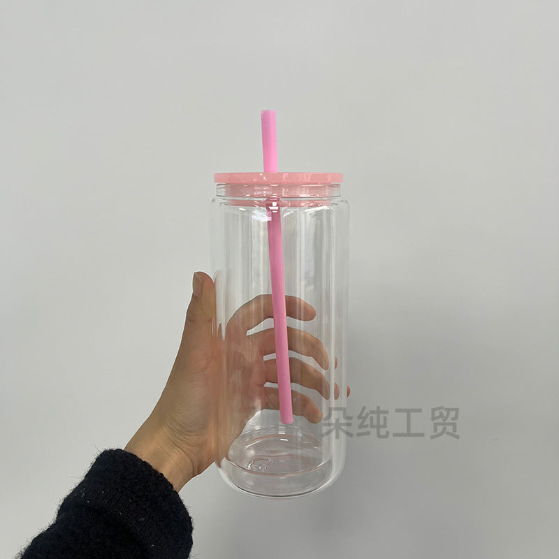 Wholesale Snowball Cup Double Layer Glass Cup 16oz Perforated Thermal Sublimation Mason Cup Cola Straw & 25oz & 20oz Glass Cup Can Be DIY and Can Be Stickered