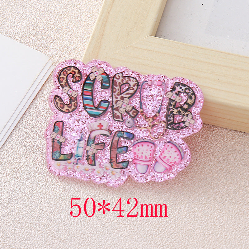 Wholesale 10pcs Cartoon Medical Staff Name Badges  Acrylic Flatback