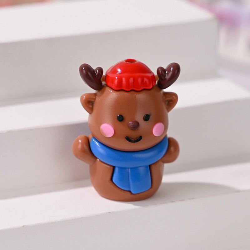 Wholesale 5pcs/pack  Christmas reindeer through-hole rubber beads  Acrylic Beads