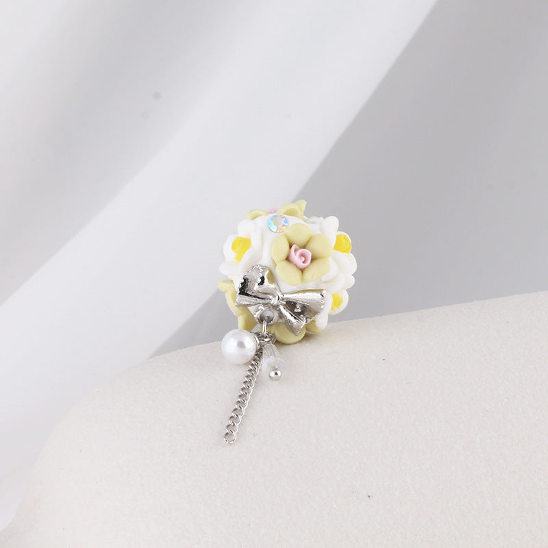 Wholesale Luminous Gemstone Tassel Flower Polymer Clay DIY Beads