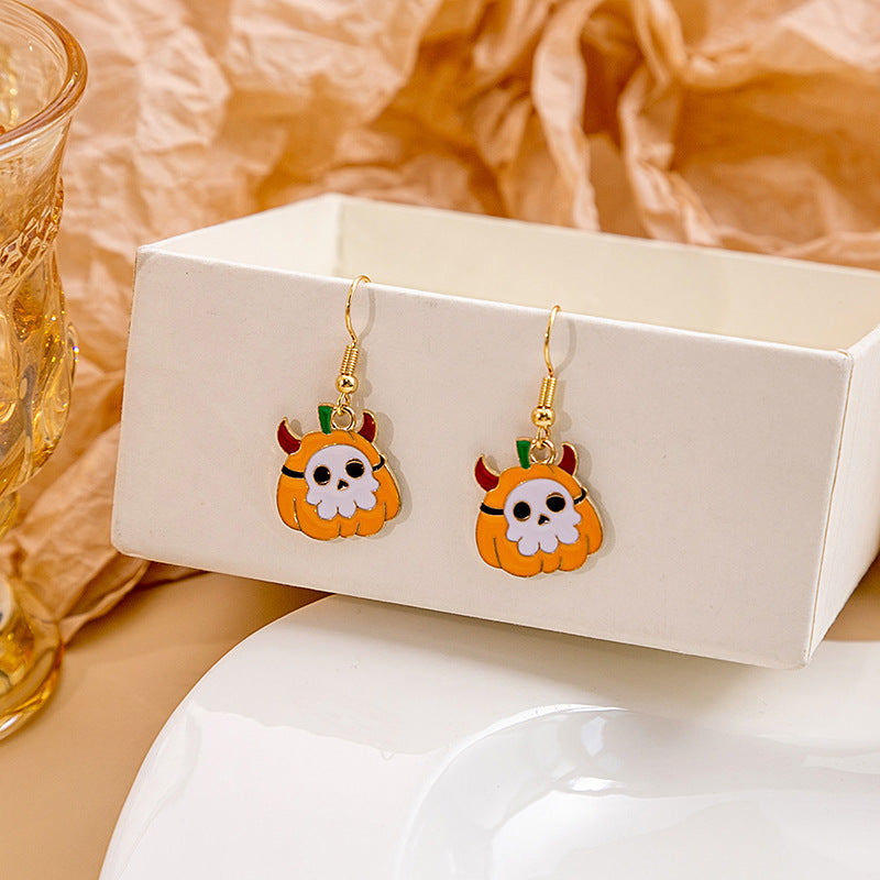Wholesale Halloween Bat Pumpkin Funny Horror Skull Eye Earrings