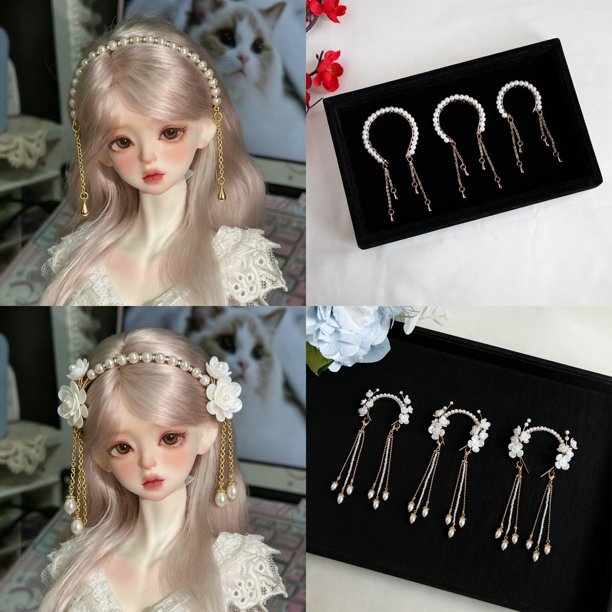 Wholesale Fairy Style BJD Doll Headband Imitation Pearl Hair Accessory