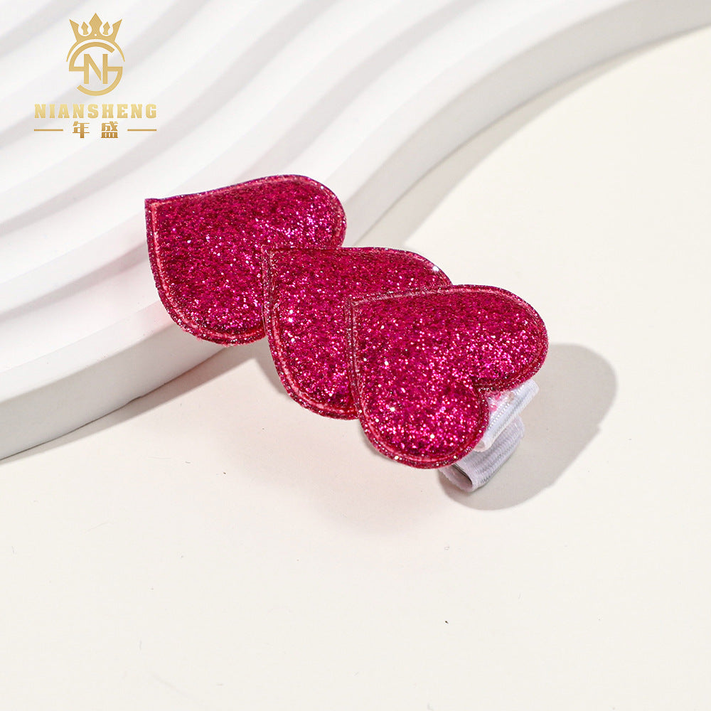 Wholesale Fine powder Valentine's Day heart children's hairpin