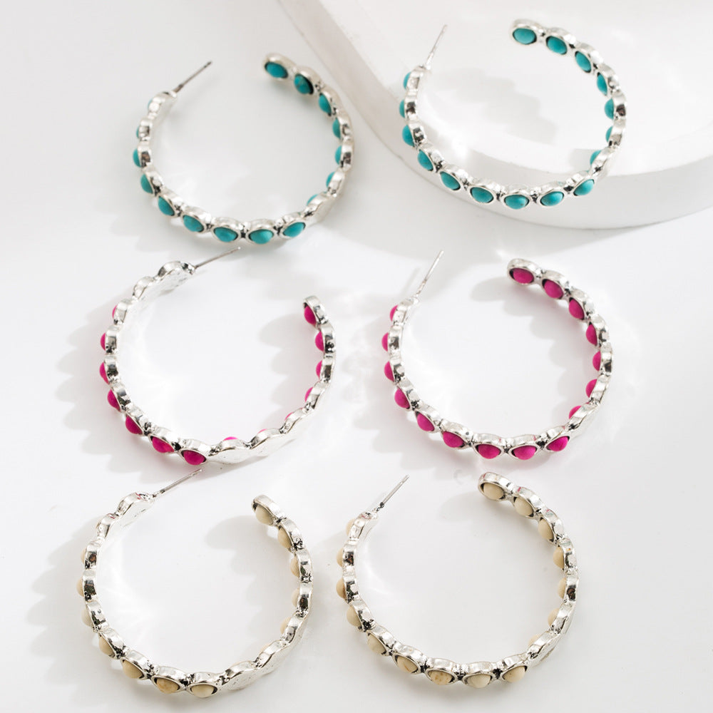 Wholesale Large Circle Turquoise Earrings