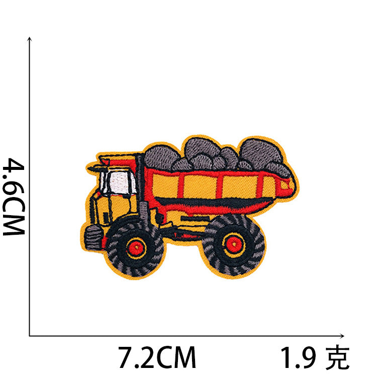 Wholesale Stylish Construction Vehicle Embroidery Patches Self Adhesive Polyester Cloth Applique For Clothing And DIY