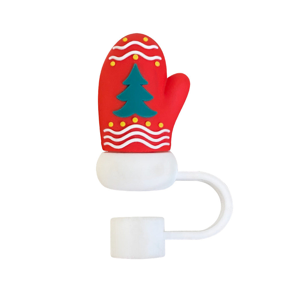 Wholesale 10pcs 10mm Christmas Series Dustproof Straw Plug