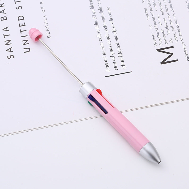 Wholesale DIY Beaded Multi Color Press Four Color Refill Plastic Ballpoint Pen