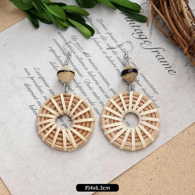 Wholesale Bohemian Leisure Holiday Rattan Earrings