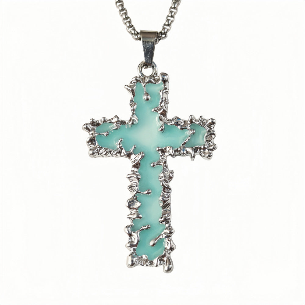 Wholesale Luminous cross natural stone bead glow bracelet