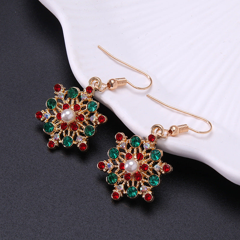 Wholesale Diamond Bell Snowflake Christmas Tree Earrings