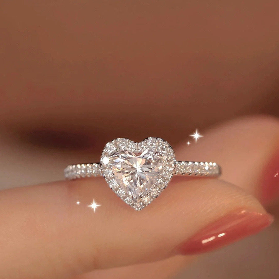 Wholesale Pink heart full diamond ring