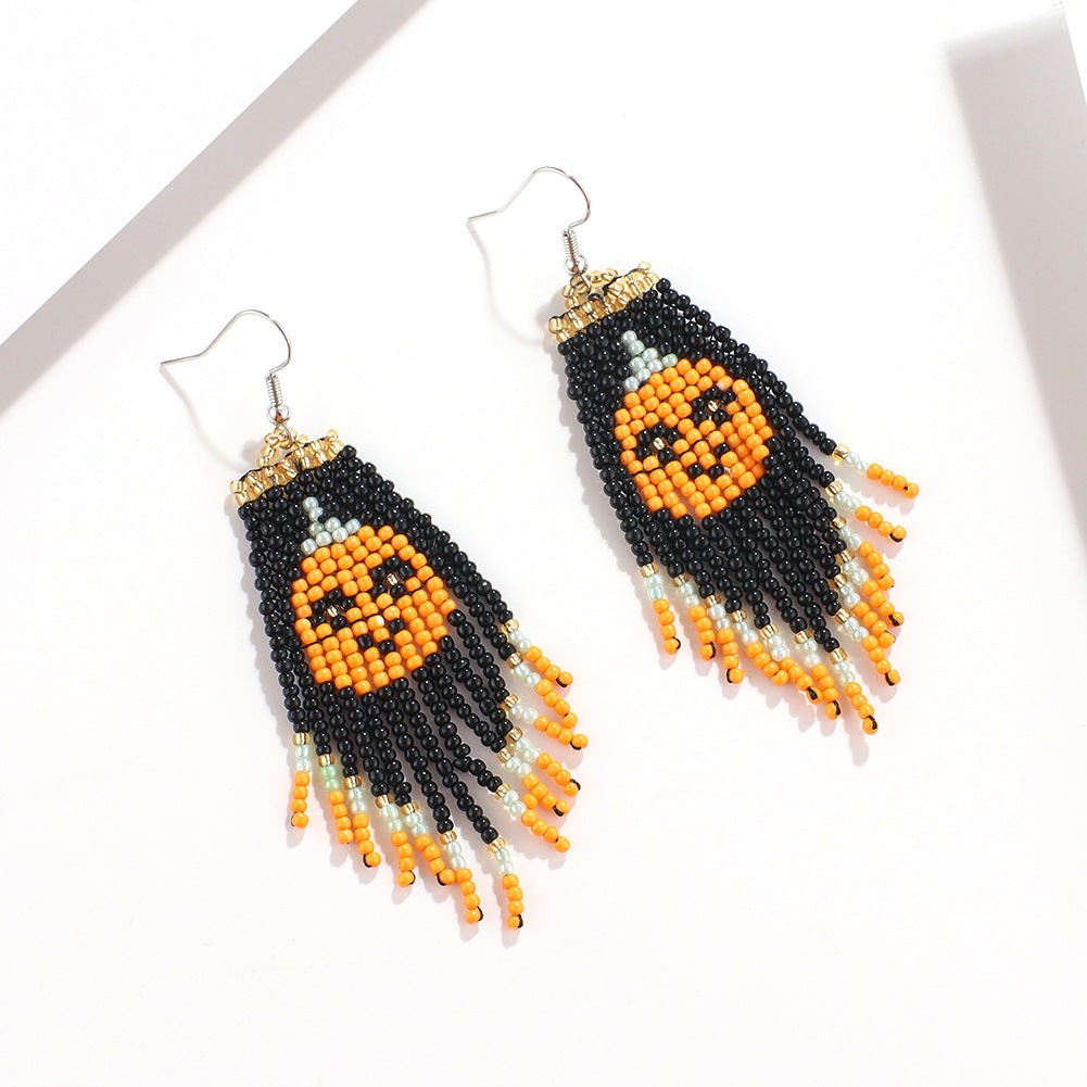 Wholesale Halloween Series Rice Bead Ghost Earrings