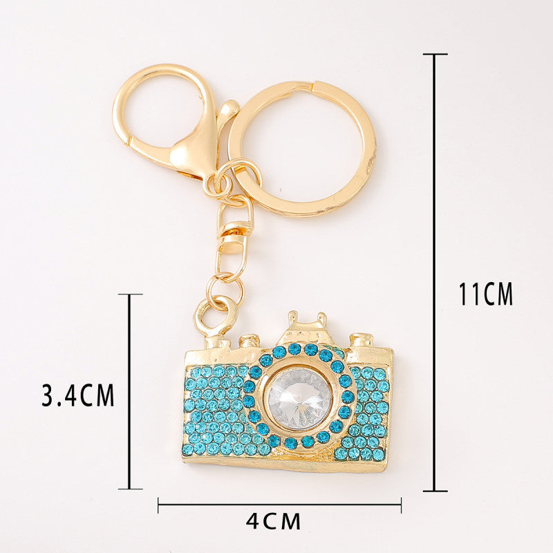 Wholesale Creative Camera Style Diamond-encrusted Metal Keychain