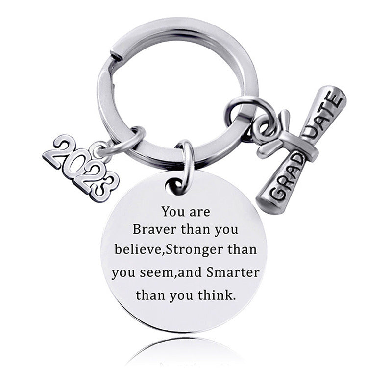 Wholesale Stainless Steel Round Graduation Season Gift Keychain