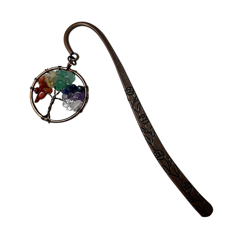 Wholesale Rotate Metal Natural Crystal Stone Learning Stationery Bookmark