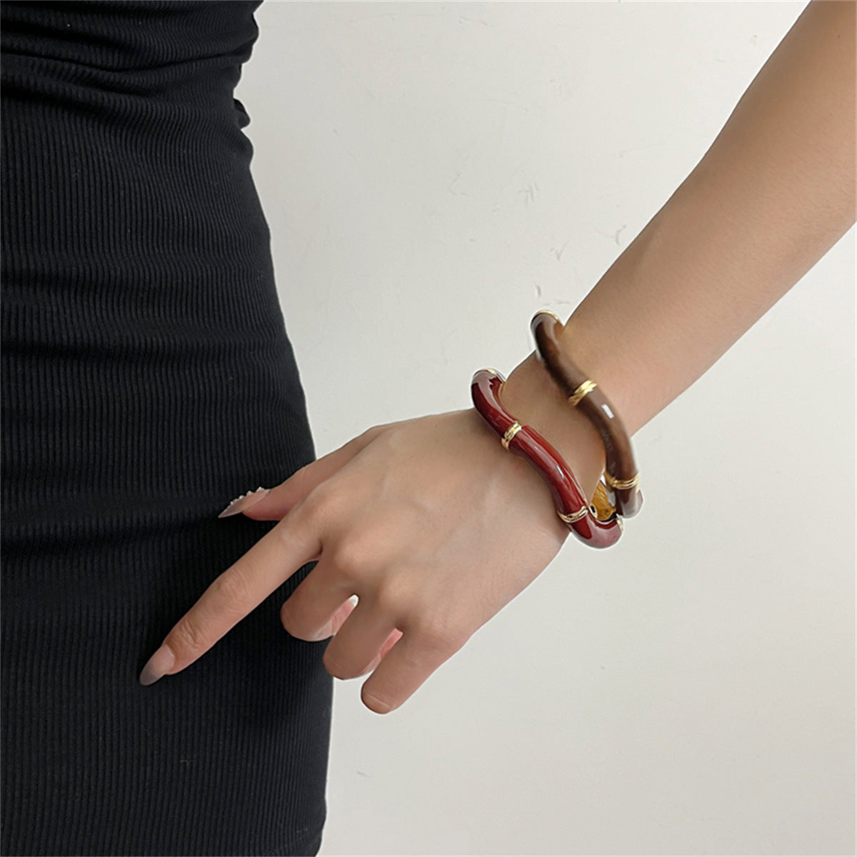 Wholesale Vintage enamel oil drip irregular wave open bracelet