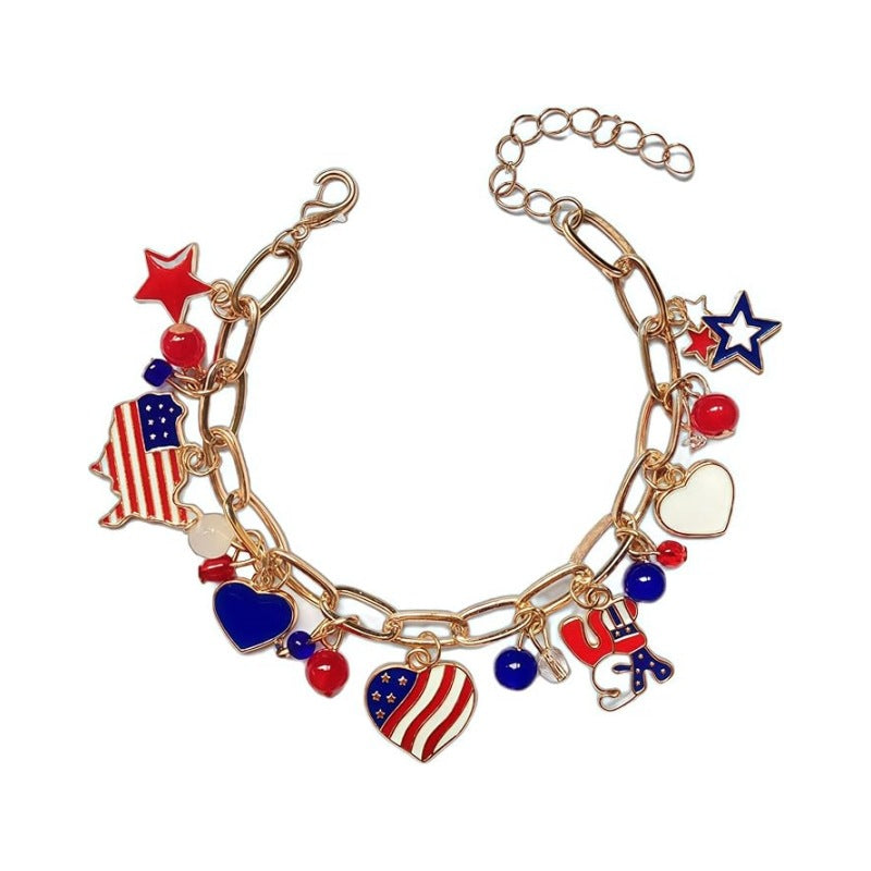 Wholesale Independence Day Shield Flag Soft Ceramic Letter Bracelet